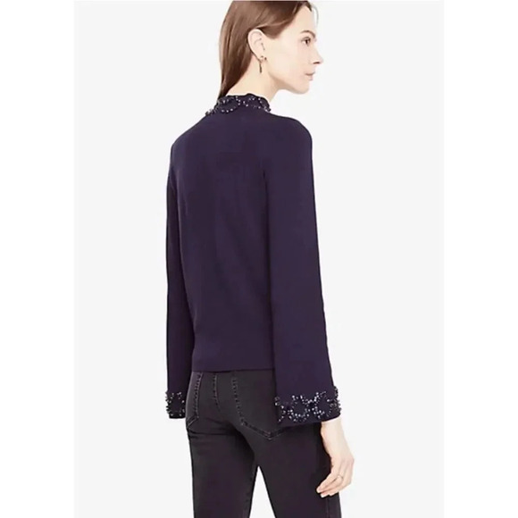 Ann Taylor Embellished Mock Neck Bell Sleeve Sweater M New - Picture 2 of 9
